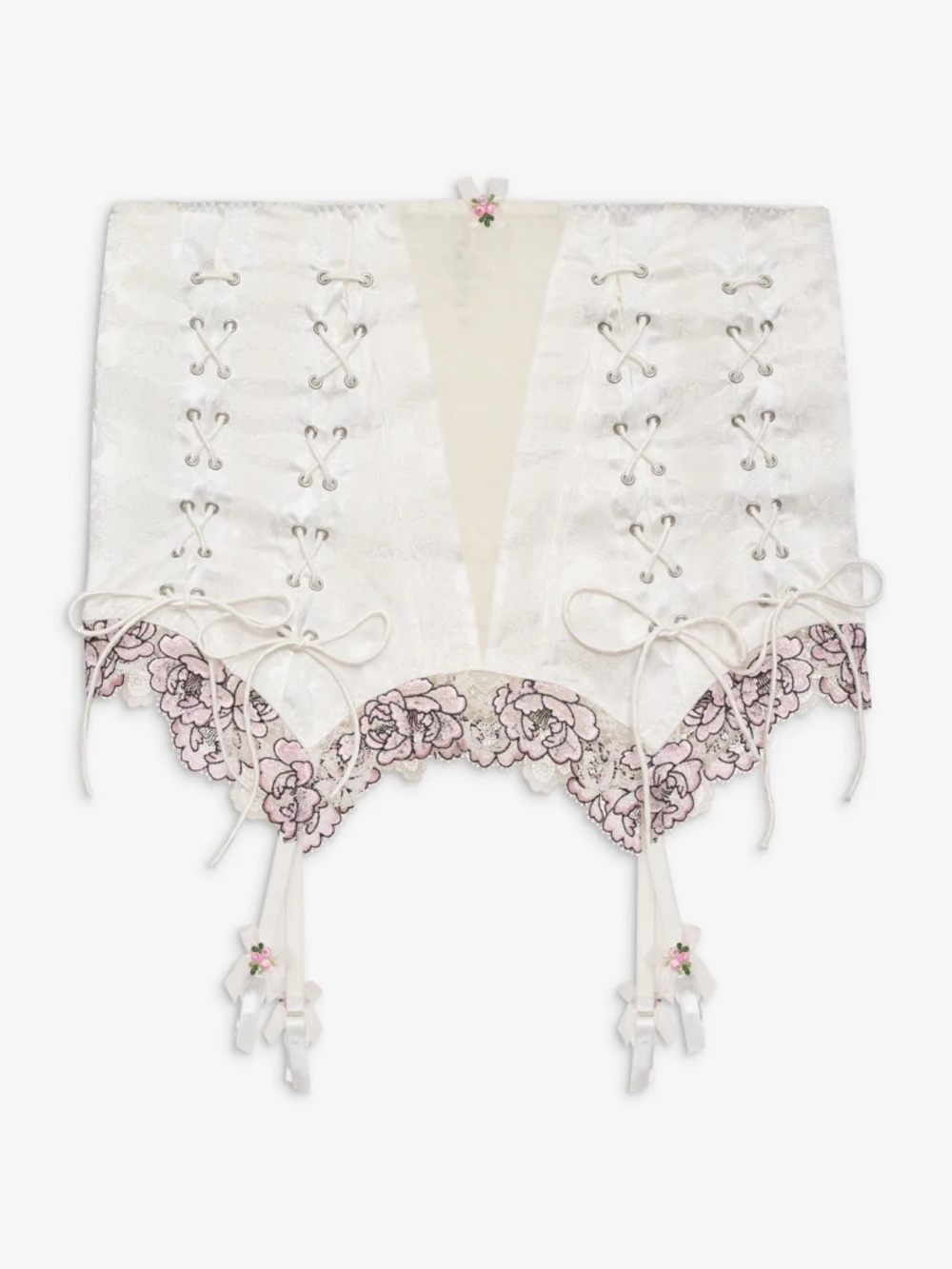 For Love & Lemons Floral Garter Skirt | White + Purple | S | NWT